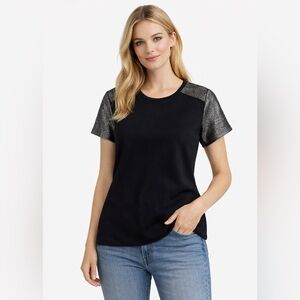 J. Crew Ponte metallic tweed T-shirt black size S